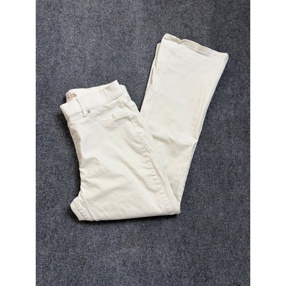 Soft Surroundings Womens Cream Pull On Flare Jeans Size M Style 2FY34